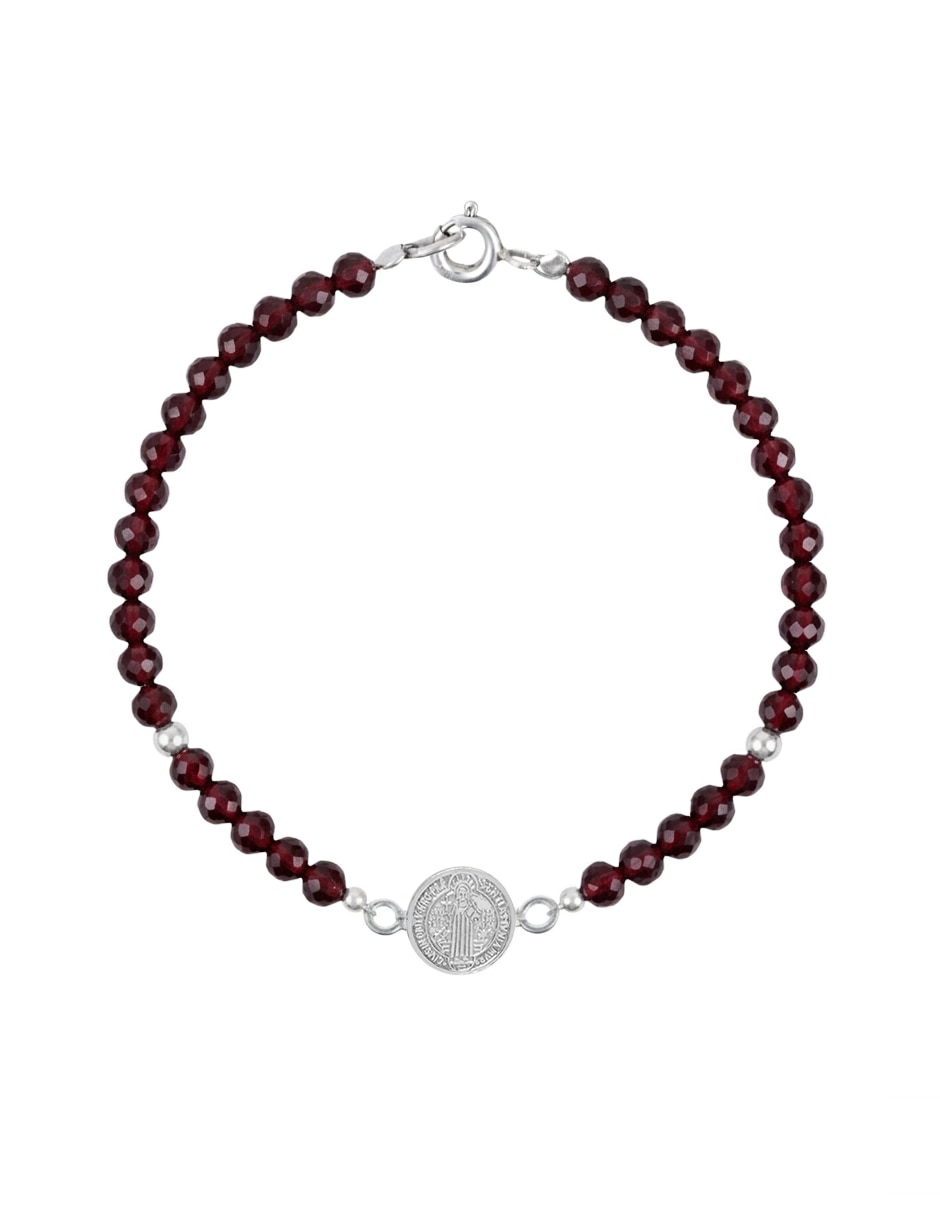 Pulsera de plata con granate p 925 religioso
