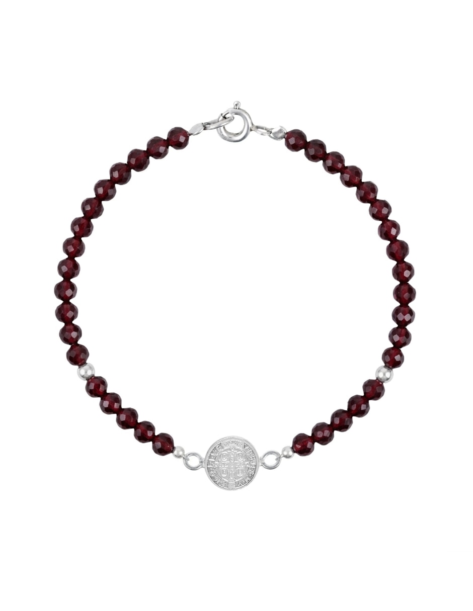Pulsera de plata con granate p 925 religioso