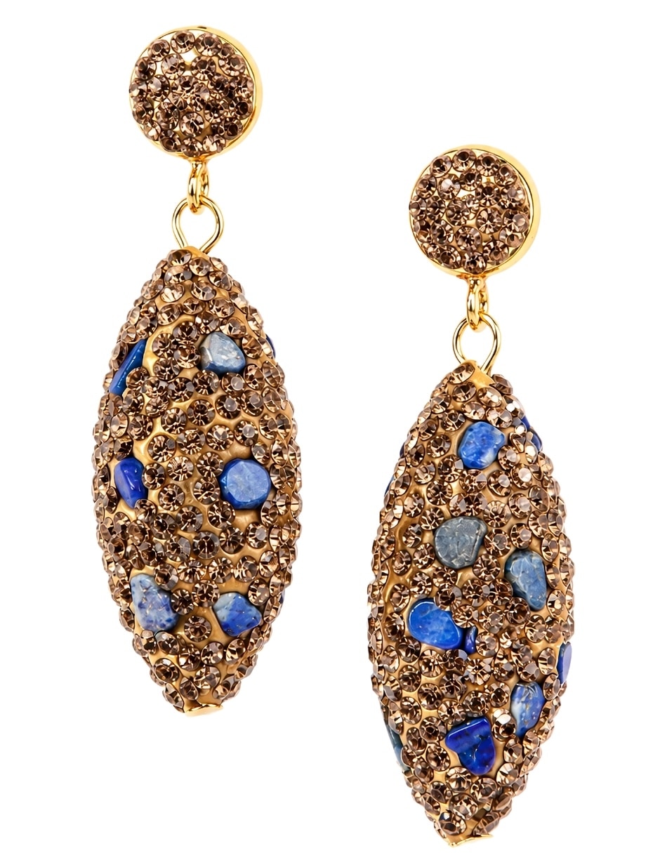 Broqueles azura de bronce con acabado brillante cristal Broqueles azura de bronce con acabado brillante cristal