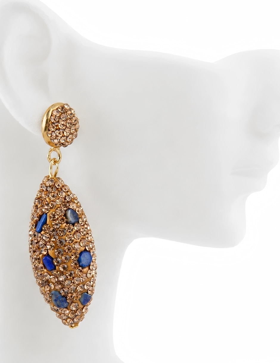 Broqueles azura de bronce con acabado brillante cristal 3
