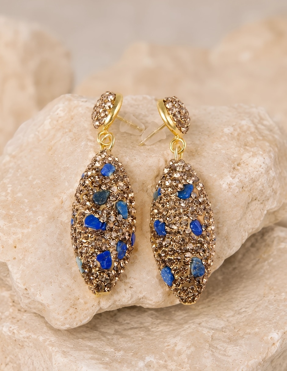 Broqueles azura de bronce con acabado brillante cristal 4