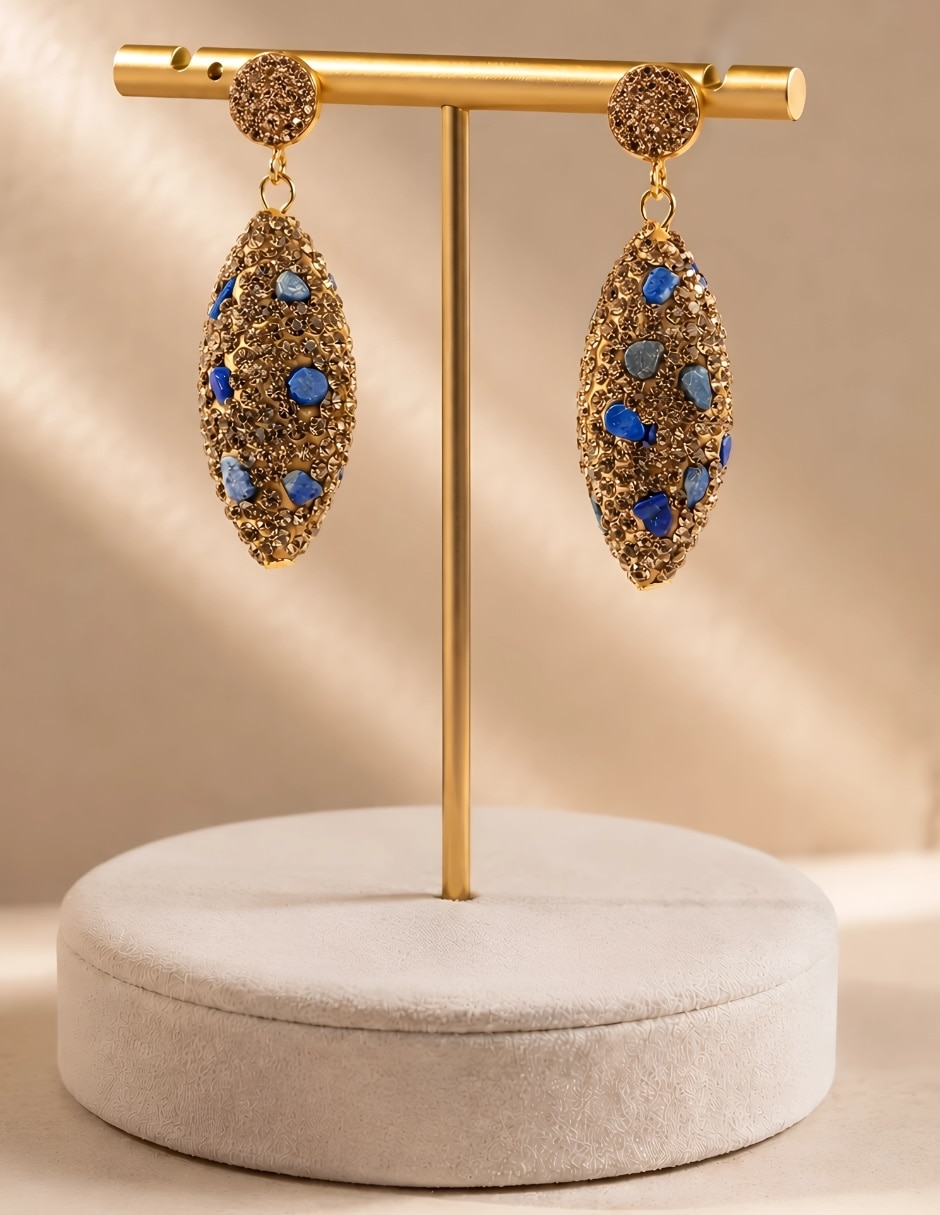 Broqueles azura de bronce con acabado brillante cristal 5