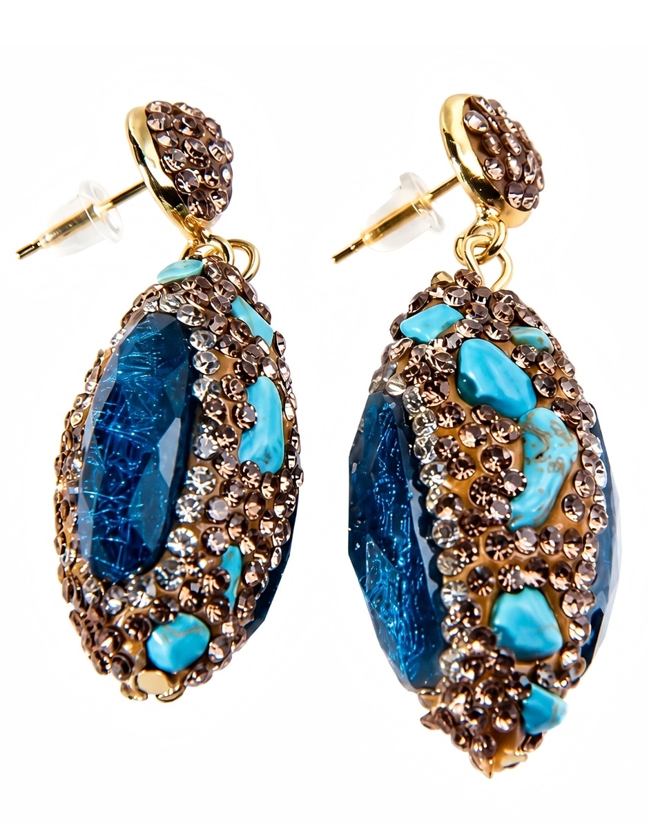 Broqueles nerina de bronce con acabado brillante cristal 2