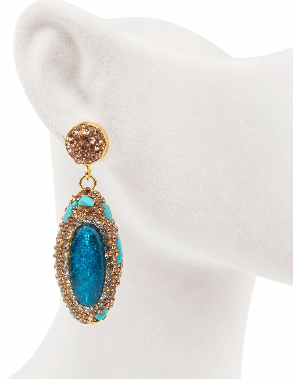 Broqueles nerina de bronce con acabado brillante cristal 3