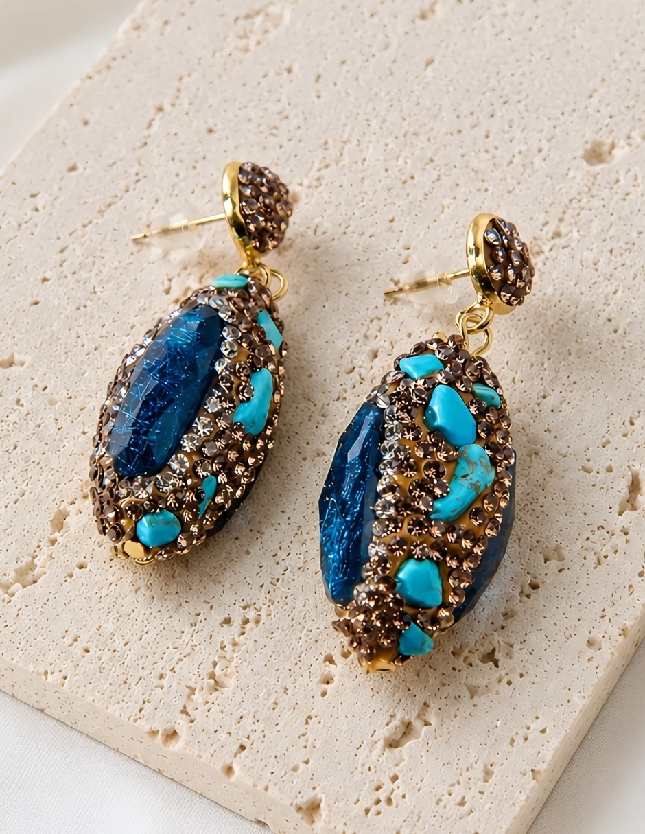 Broqueles nerina de bronce con acabado brillante cristal 5