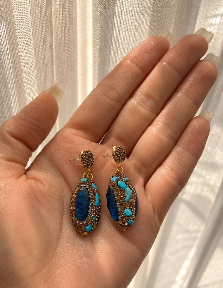 Broqueles nerina de bronce con acabado brillante cristal 6