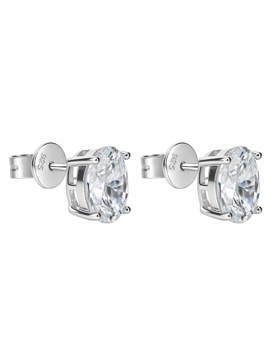 Broqueles de plata p 925 con acabado brillante zirconia 3