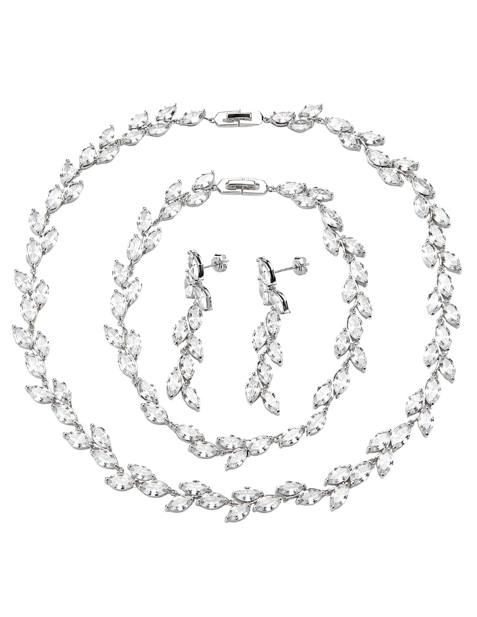 Aretes collar y pulsera laurelle zirconia
