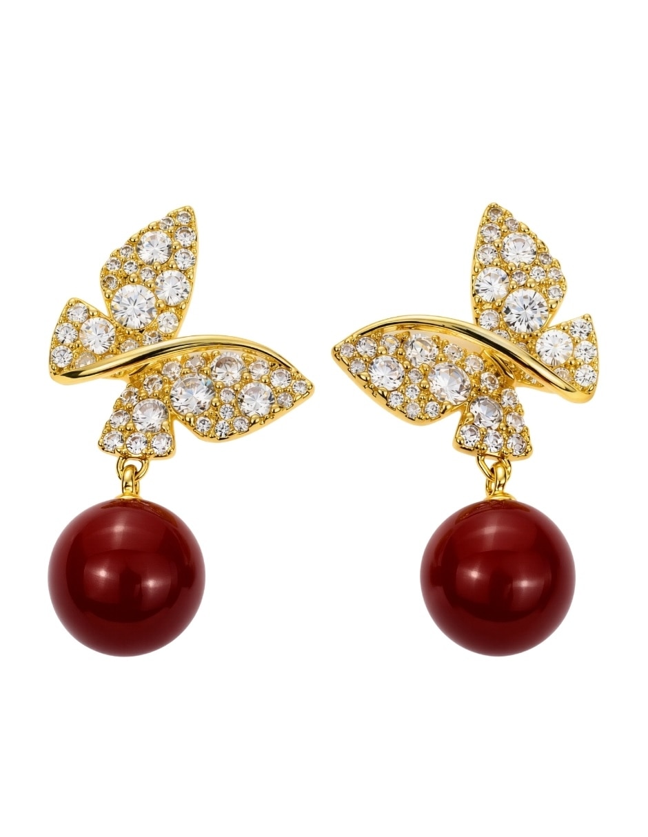 Broqueles rubí con acabado baño de oro zirconia Broqueles rubí con acabado baño de oro zirconia