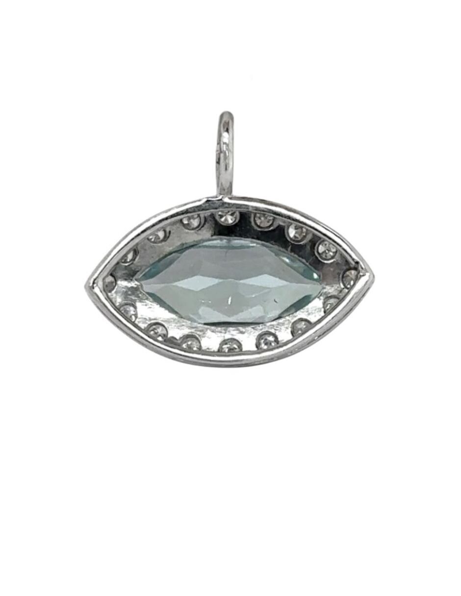 Dije Ojo de oro blanco 14 k semipreciosas y diamante
