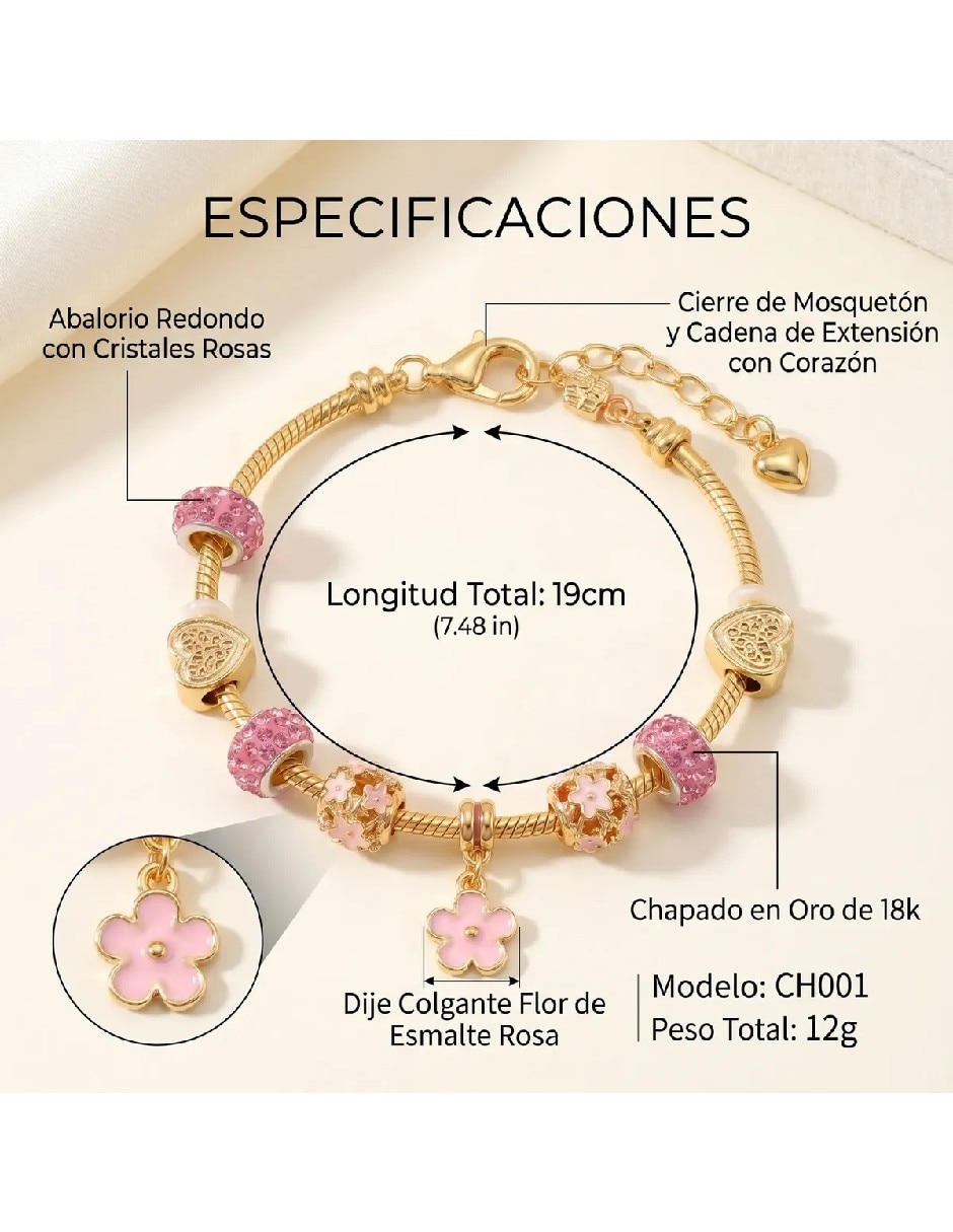 Pulsera y charms de Baño oro con Sin gema 14 K acabado 5