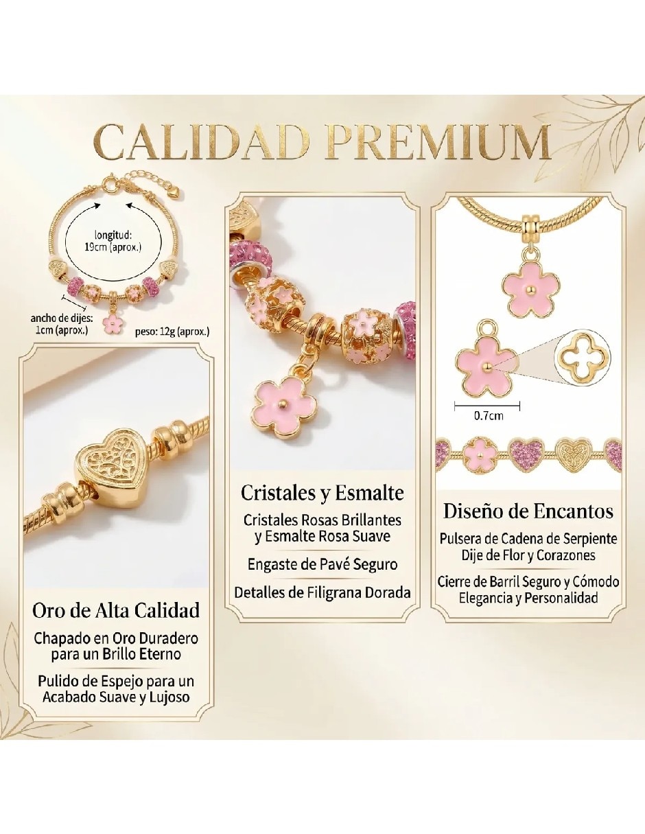 Pulsera y charms de Baño oro con Sin gema 14 K acabado 4