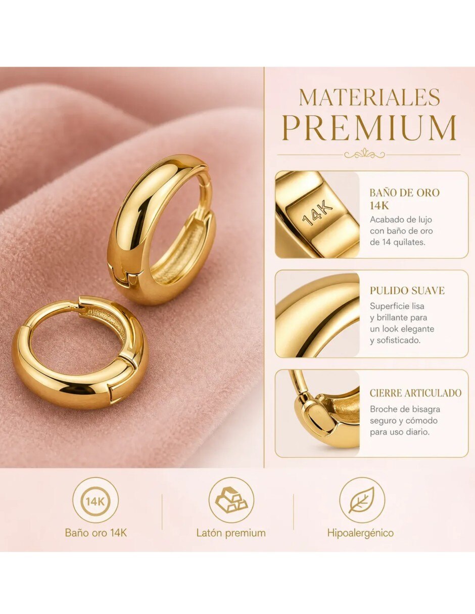Arracadas de (si aplica) Friends de Chapa de oro 14 K con acabado Baño de oro Resina 5