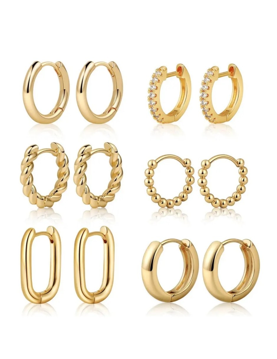 Aros de (si aplica) Friends de Chapa de oro 14 K con acabado Baño de oro Resina Aros de (si aplica) Friends de Chapa de oro 14 K con acabado Baño de oro Resina
