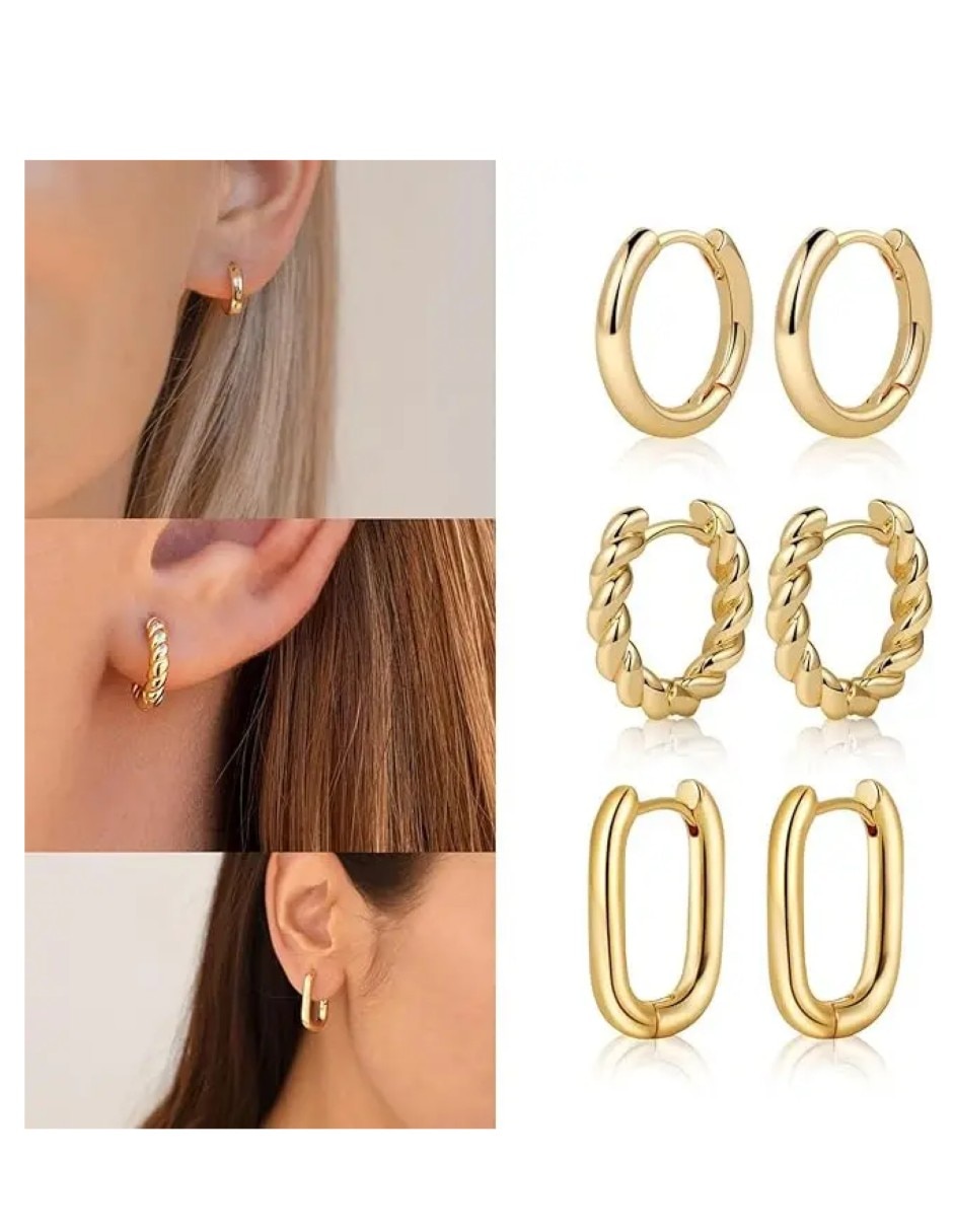 Aros de (si aplica) Friends de Chapa de oro 14 K con acabado Baño de oro Resina 3