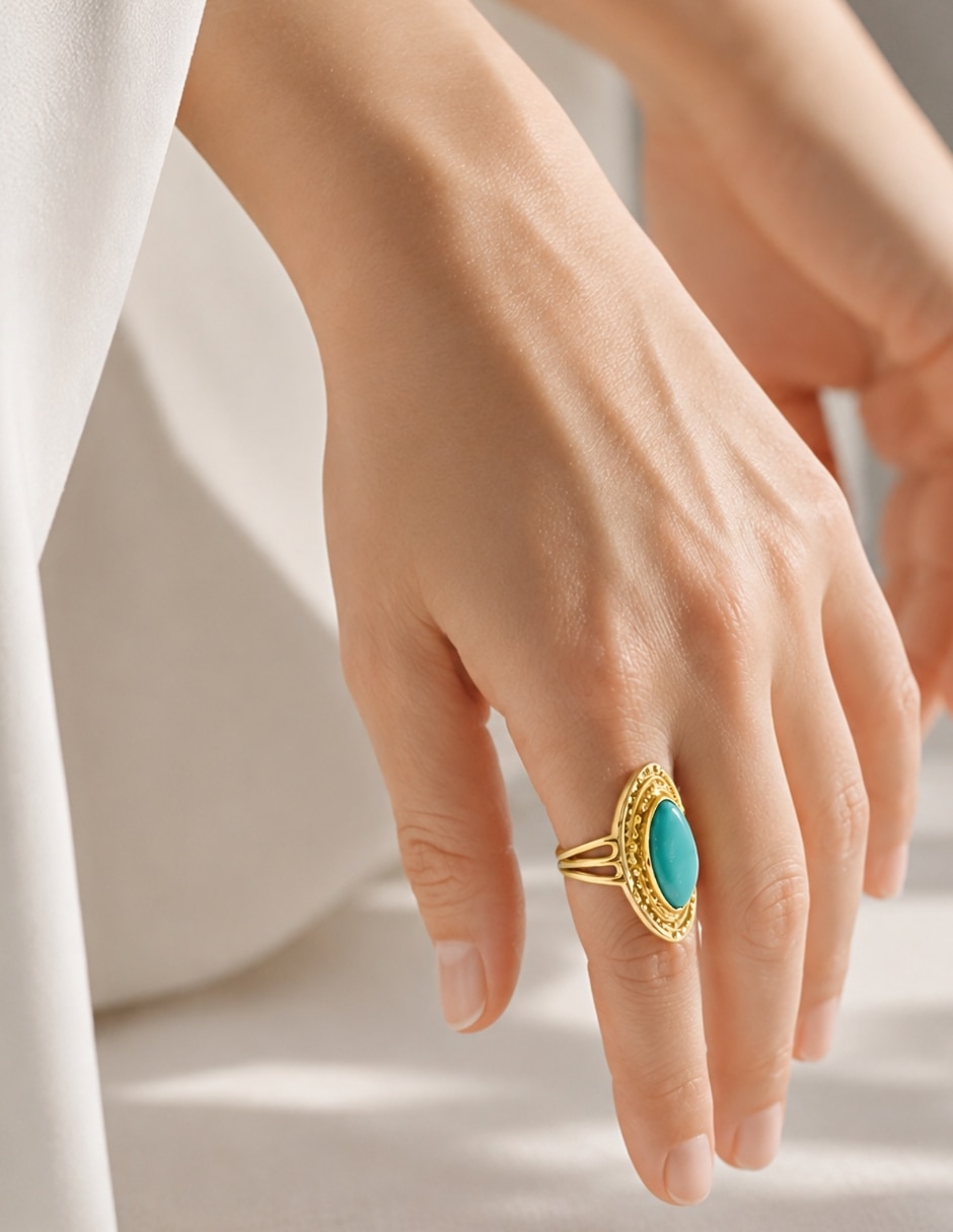 Anillo de (si aplica) Irregular Azura No aplica Sin kilataje de Acero inoxidable Resina Baño de oro 2