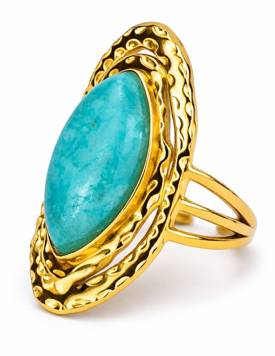 Anillo de (si aplica) Irregular Azura No aplica Sin kilataje de Acero inoxidable Resina Baño de oro 4