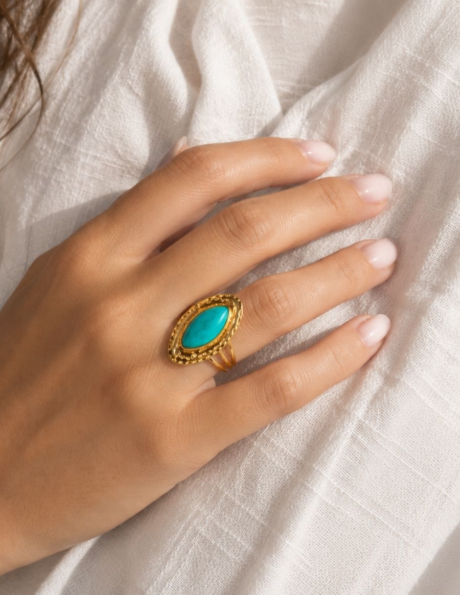 Anillo de (si aplica) Irregular Azura No aplica Sin kilataje de Acero inoxidable Resina Baño de oro 6