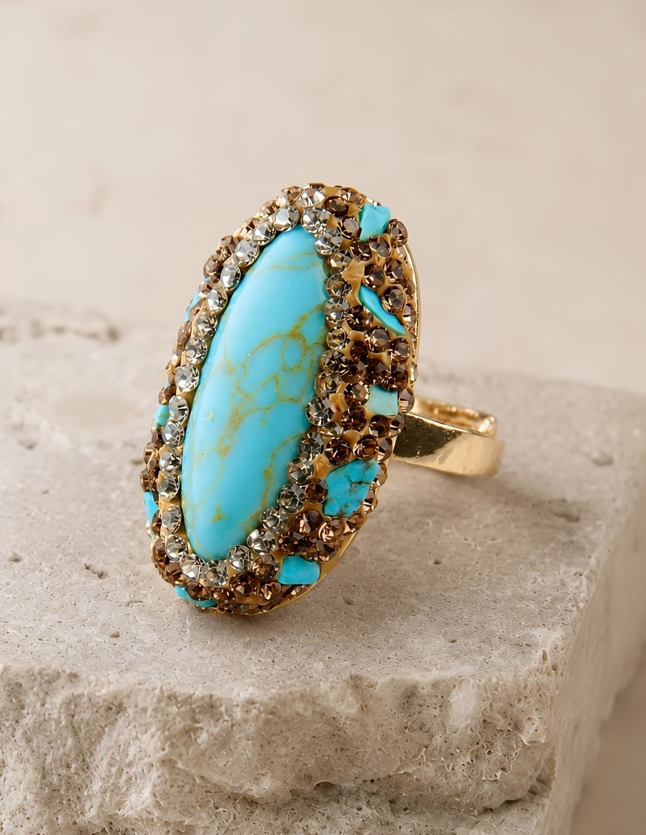 Anillo de (si aplica) Ovalado Nayeli No aplica Sin kilataje de Bronce Cristal Brillante 6