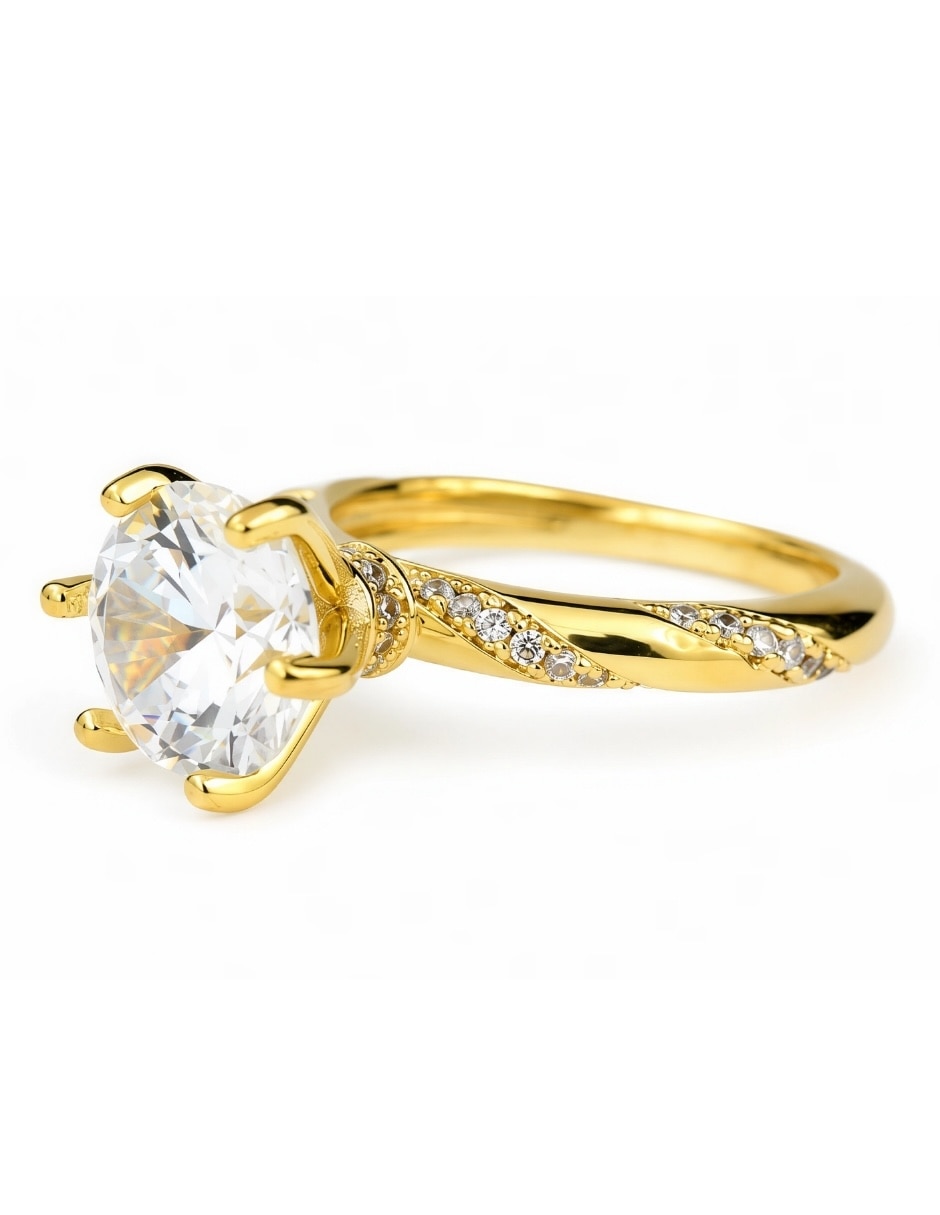 Anillo aurelle zirconia baño de oro 2