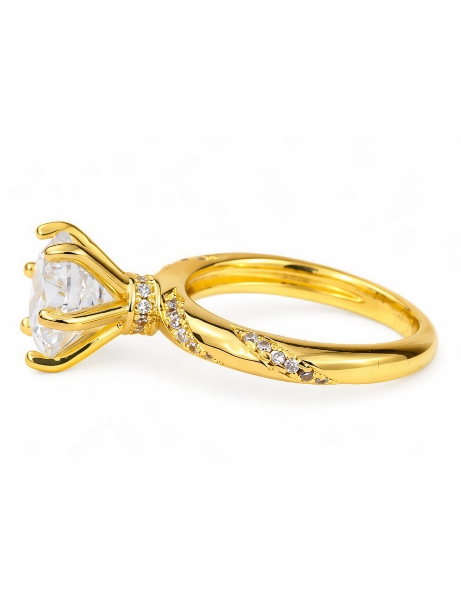 Anillo aurelle zirconia baño de oro 3