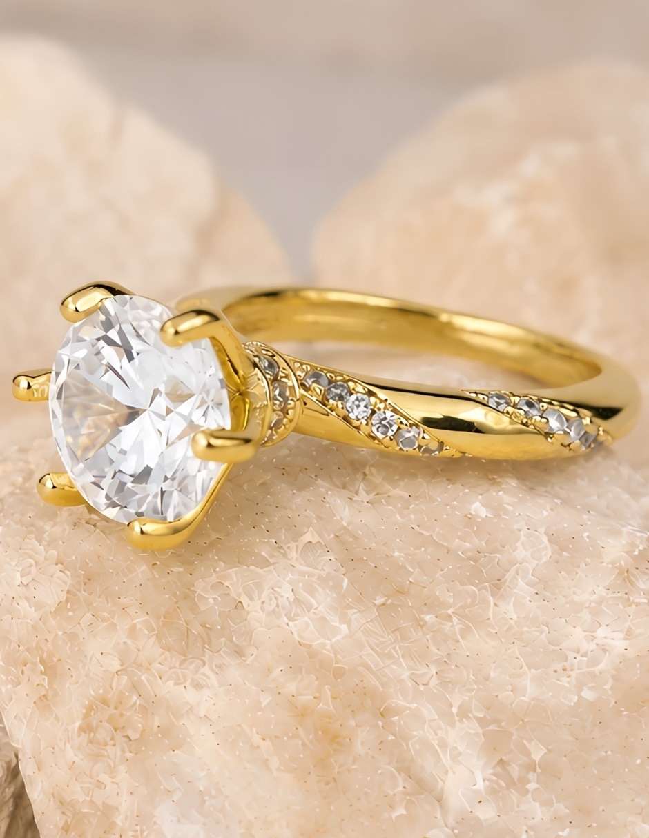 Anillo aurelle zirconia baño de oro 5