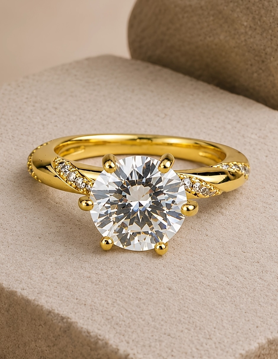 Anillo aurelle zirconia baño de oro 6