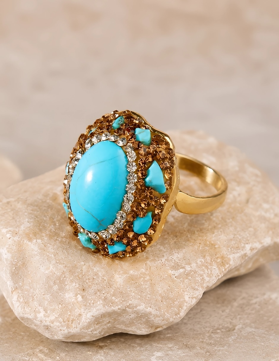 Anillo de (si aplica) Irregular Azuria No aplica Sin kilataje de Bronce Cristal Brillante 4