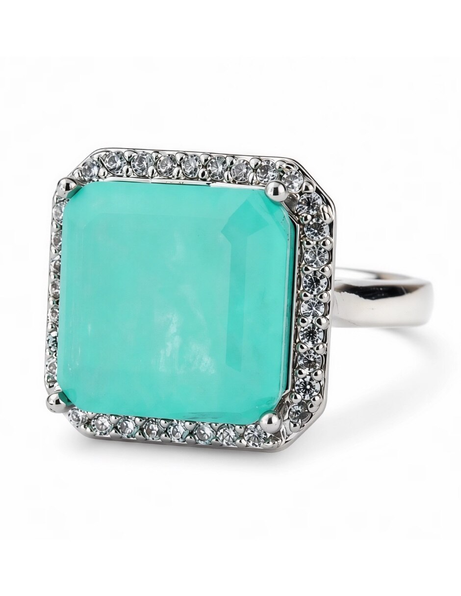 Anillo de (si aplica) Cuadrado Calista No aplica Sin kilataje de Aleación de metal Zirconia Baño de rodio 2