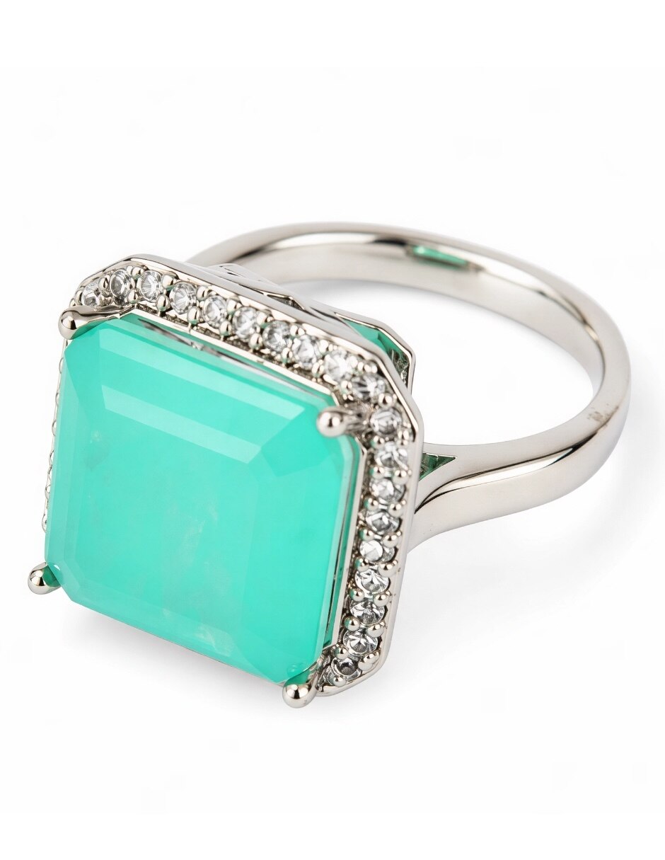 Anillo de (si aplica) Cuadrado Calista No aplica Sin kilataje de Aleación de metal Zirconia Baño de rodio 3