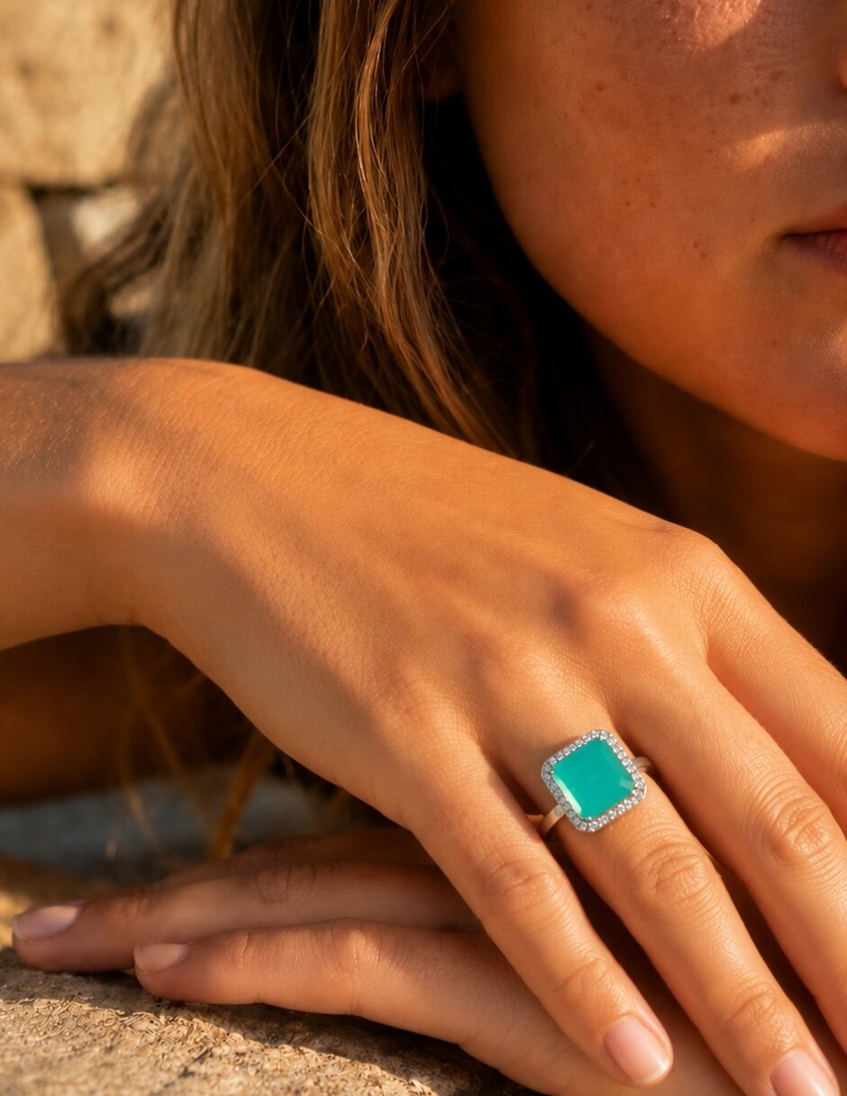 Anillo de (si aplica) Cuadrado Calista No aplica Sin kilataje de Aleación de metal Zirconia Baño de rodio 5