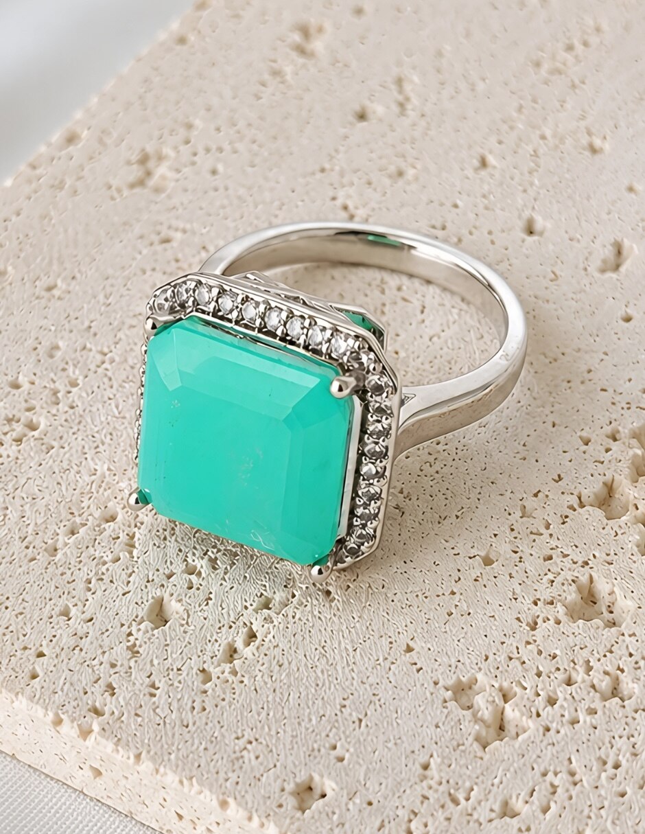 Anillo de (si aplica) Cuadrado Calista No aplica Sin kilataje de Aleación de metal Zirconia Baño de rodio 9