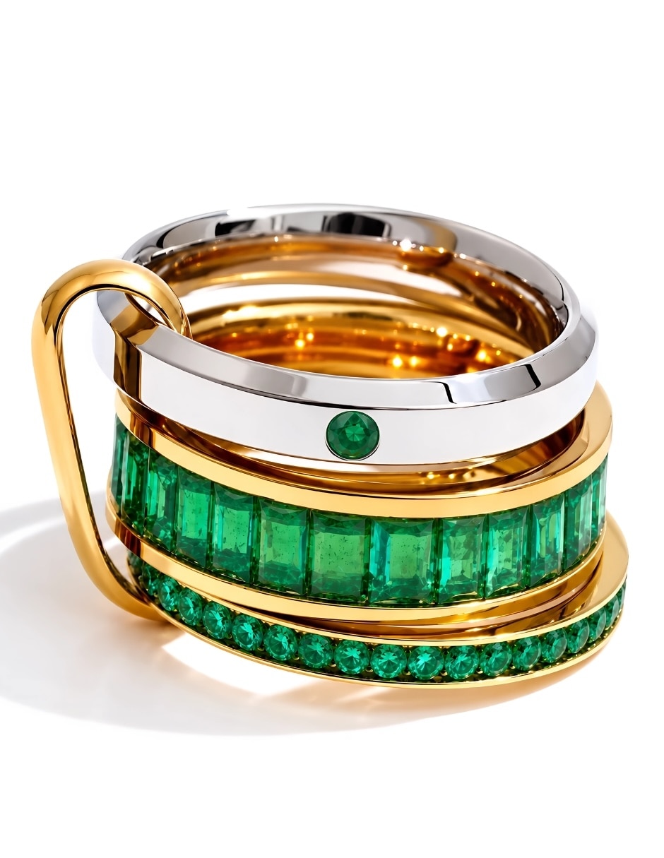 Anillo de (si aplica) Irregular Verdan No aplica Sin kilataje de Acero inoxidable Zirconia Baño de oro 2