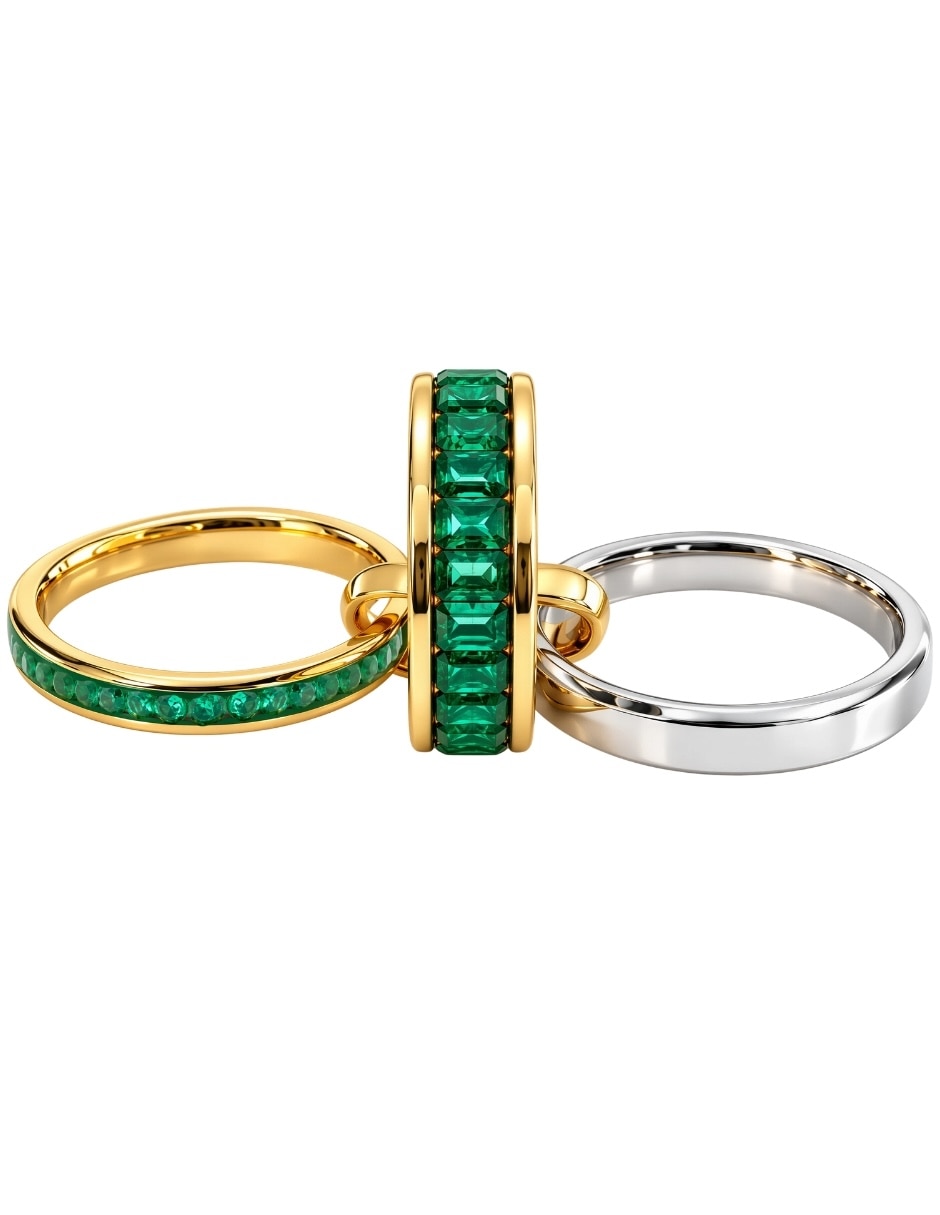 Anillo de (si aplica) Irregular Verdan No aplica Sin kilataje de Acero inoxidable Zirconia Baño de oro 3