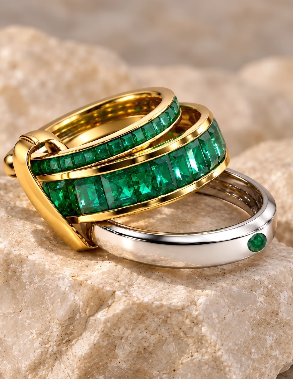 Anillo de (si aplica) Irregular Verdan No aplica Sin kilataje de Acero inoxidable Zirconia Baño de oro 6