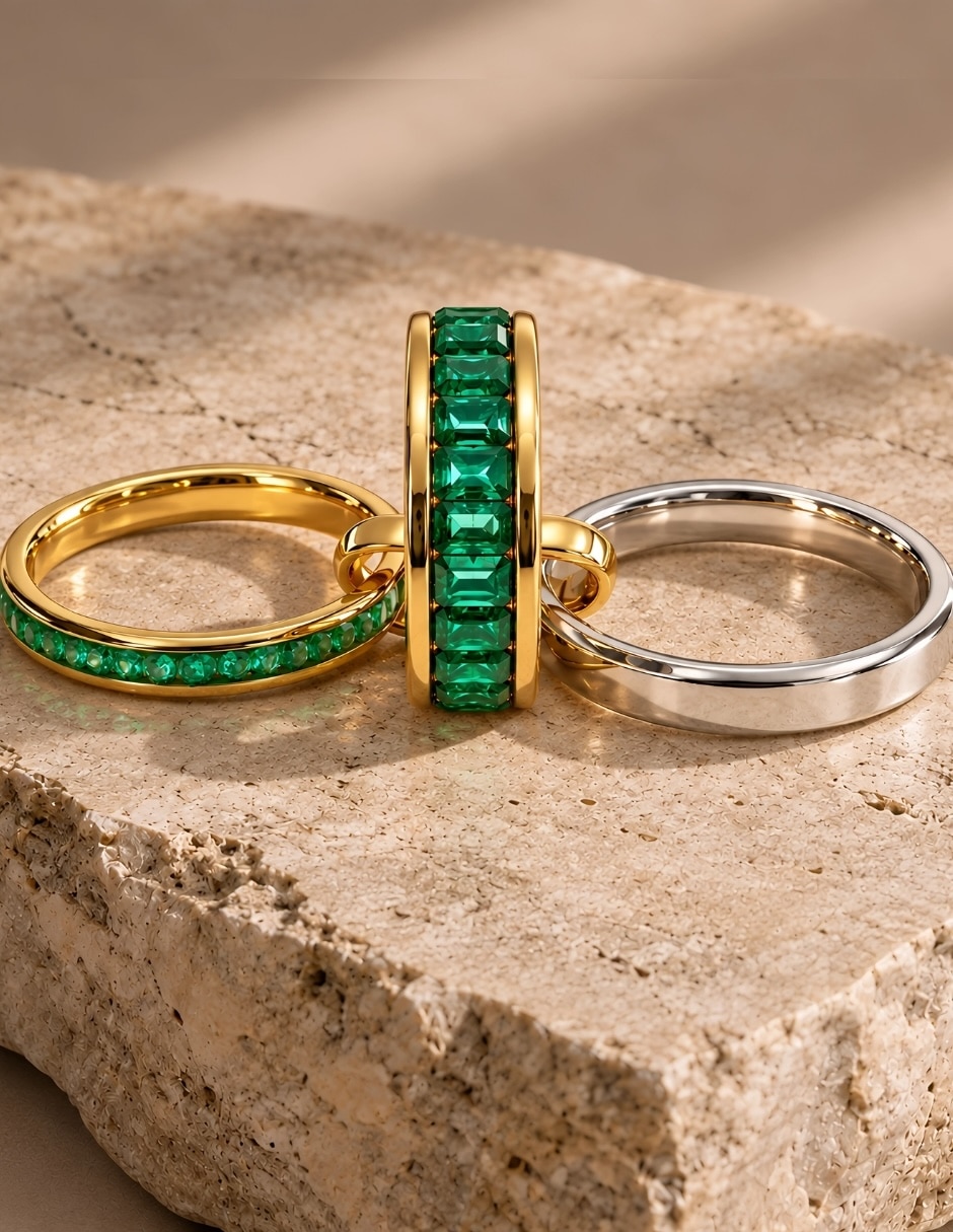 Anillo de (si aplica) Irregular Verdan No aplica Sin kilataje de Acero inoxidable Zirconia Baño de oro 7