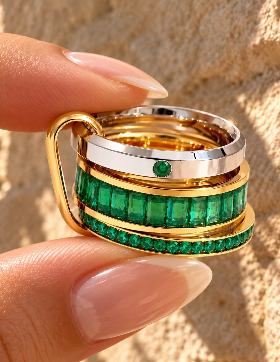 Anillo de (si aplica) Irregular Verdan No aplica Sin kilataje de Acero inoxidable Zirconia Baño de oro 8