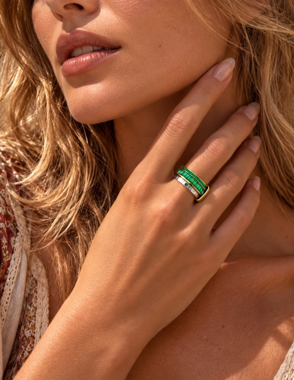 Anillo de (si aplica) Irregular Verdan No aplica Sin kilataje de Acero inoxidable Zirconia Baño de oro 9