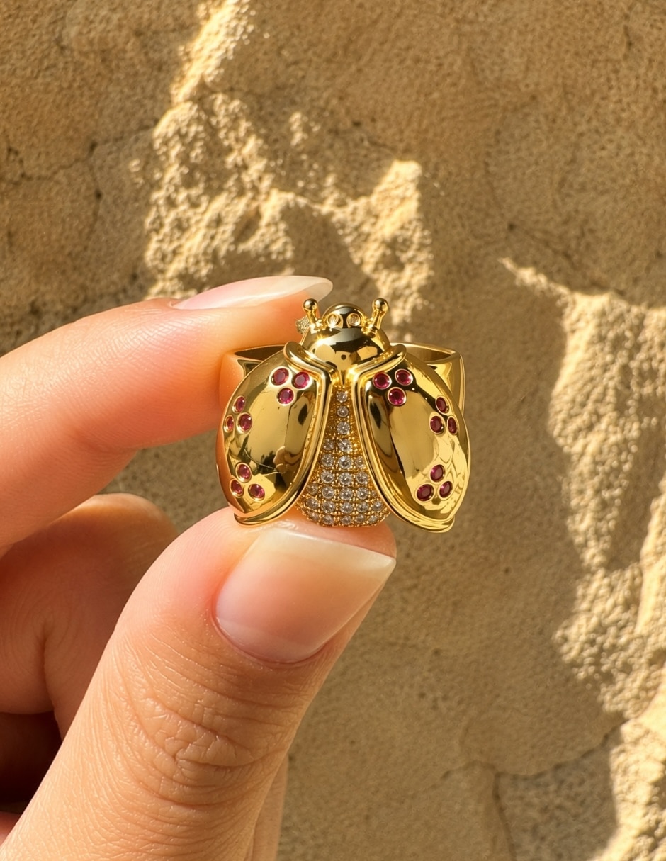 Anillo de (si aplica) Catarina Coccina No aplica Sin kilataje de Aleación de metal Zirconia Baño de oro 5