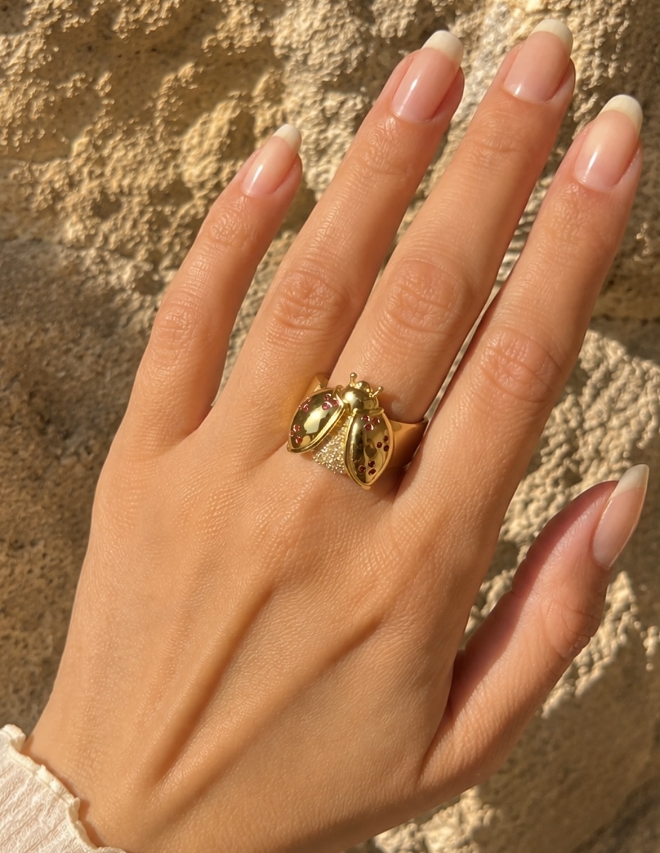Anillo de (si aplica) Catarina Coccina No aplica Sin kilataje de Aleación de metal Zirconia Baño de oro 6