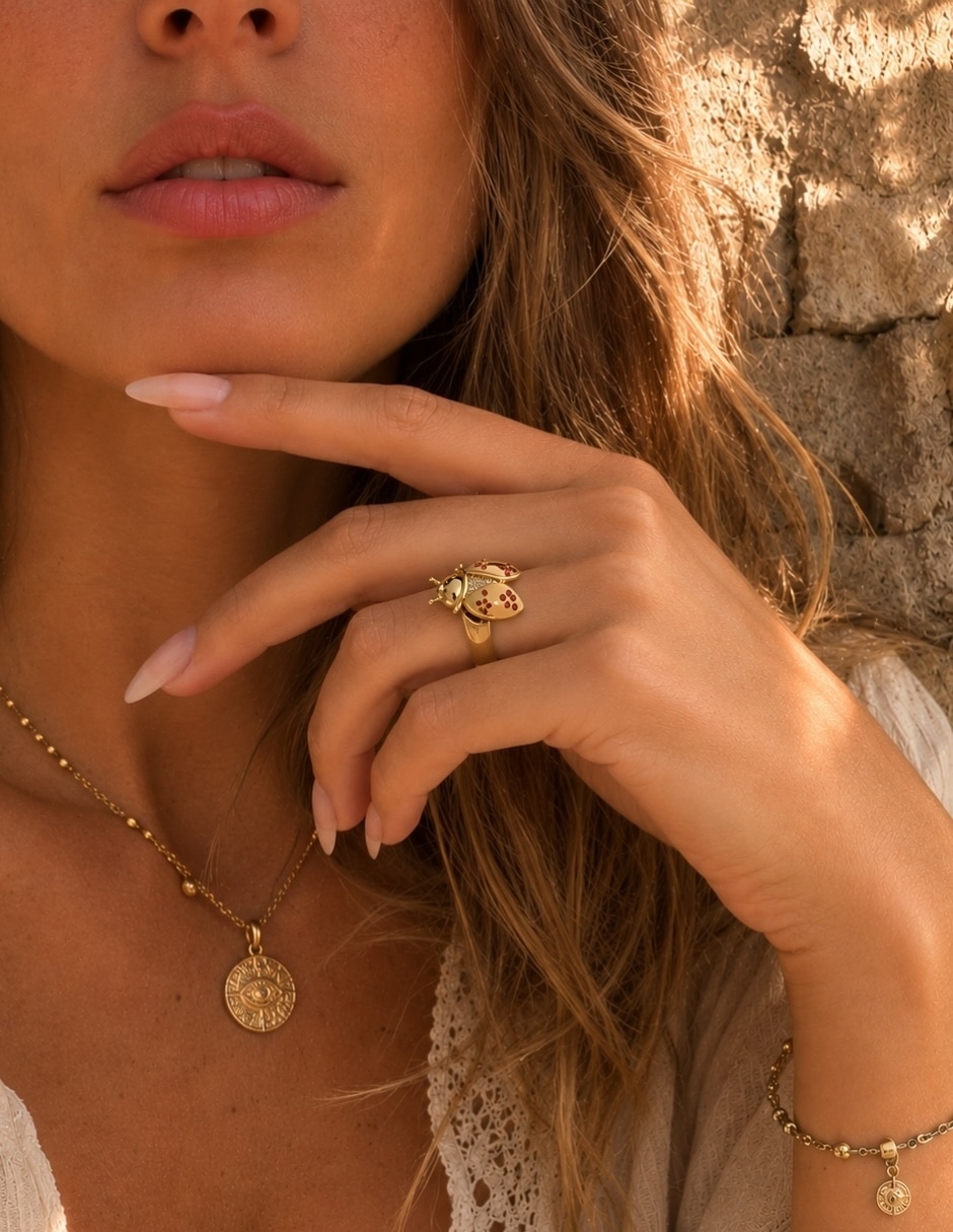 Anillo de (si aplica) Catarina Coccina No aplica Sin kilataje de Aleación de metal Zirconia Baño de oro 7