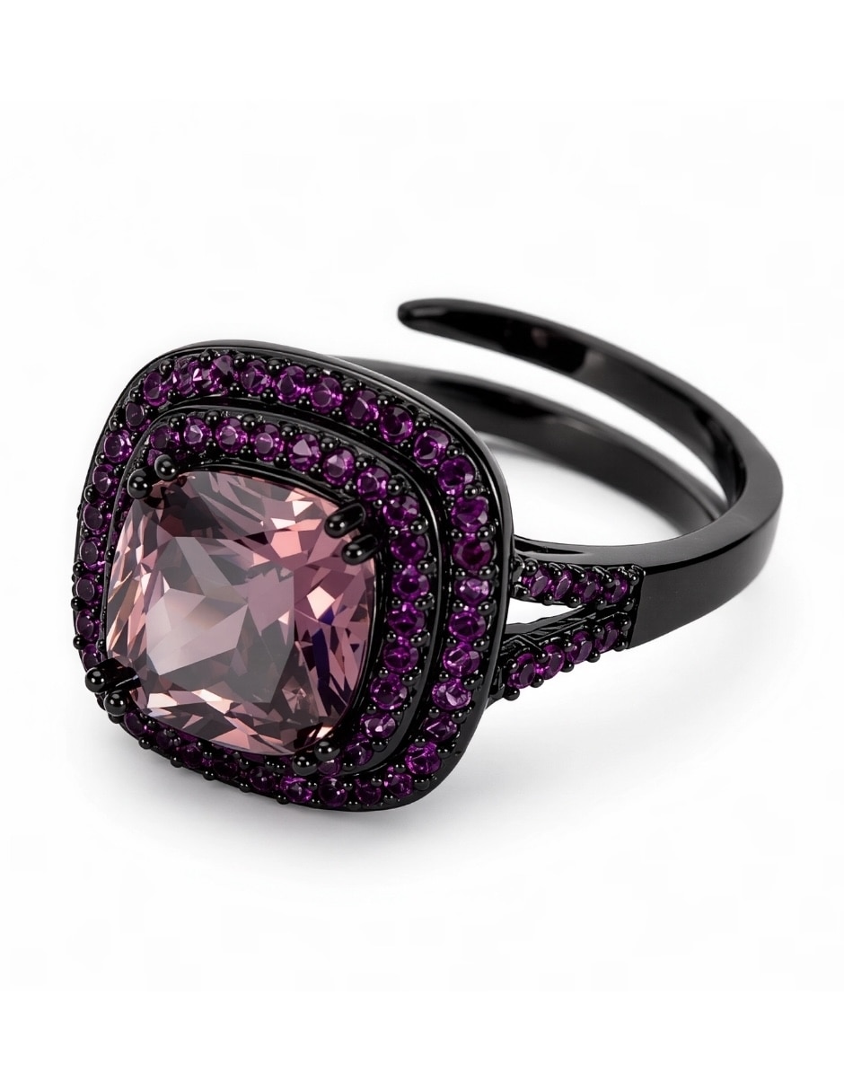 Anillo de (si aplica) Cuadrado Vesper No aplica Sin kilataje de Aleación de metal Swarovski Baño de rodio 3