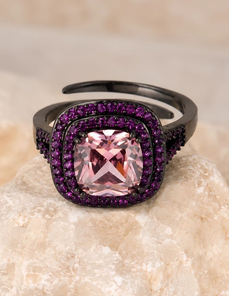 Anillo de (si aplica) Cuadrado Vesper No aplica Sin kilataje de Aleación de metal Swarovski Baño de rodio 5