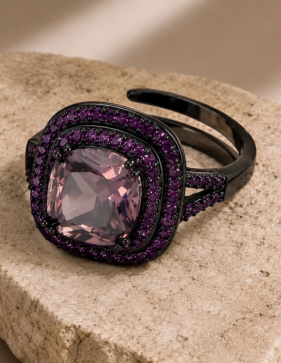 Anillo de (si aplica) Cuadrado Vesper No aplica Sin kilataje de Aleación de metal Swarovski Baño de rodio 6