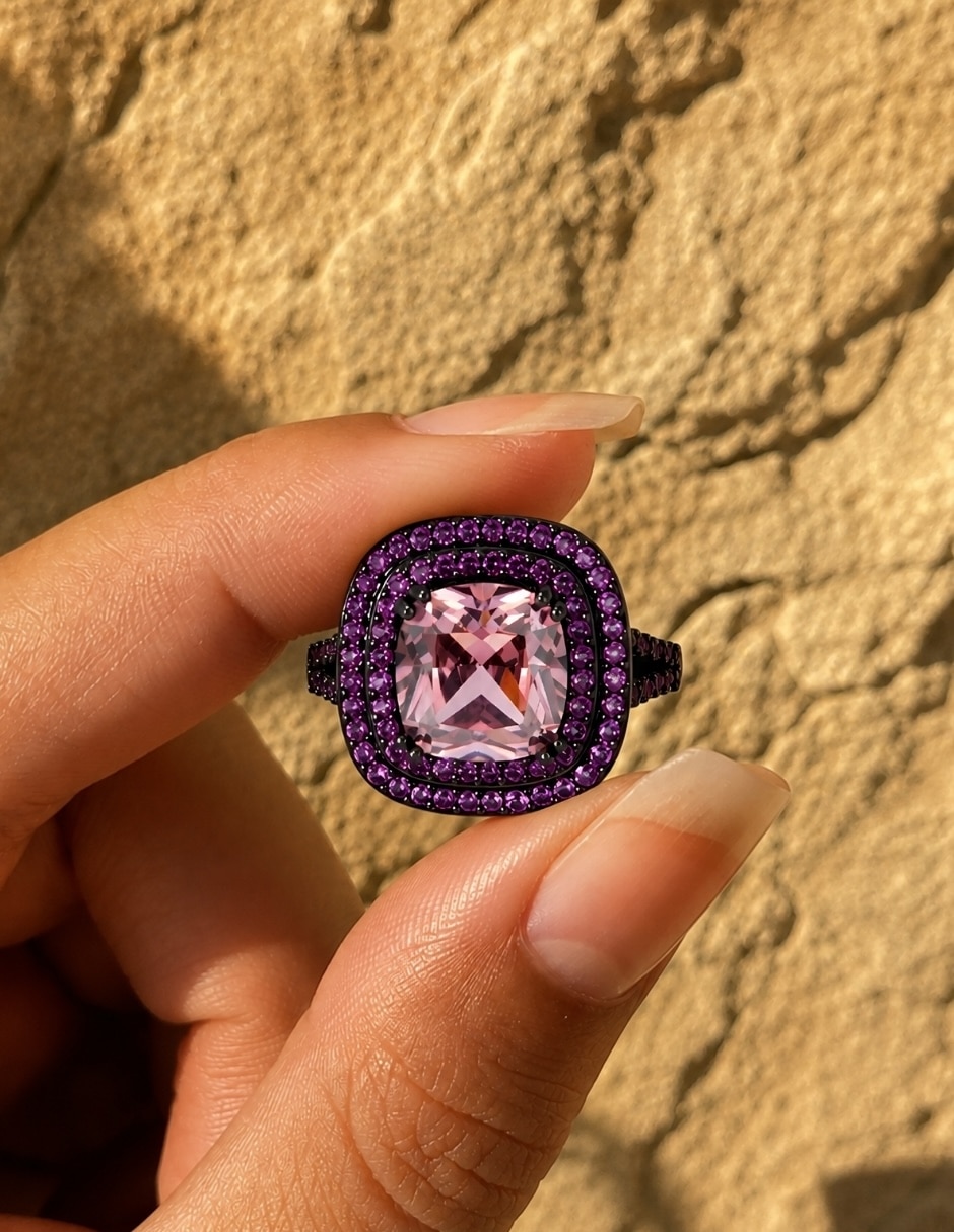 Anillo de (si aplica) Cuadrado Vesper No aplica Sin kilataje de Aleación de metal Swarovski Baño de rodio 8