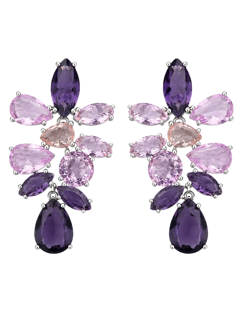 Broqueles de (si aplica) No aplica Borealis de Aleación metálica Sin kilataje con acabado Baño de rodio Swarovski 1