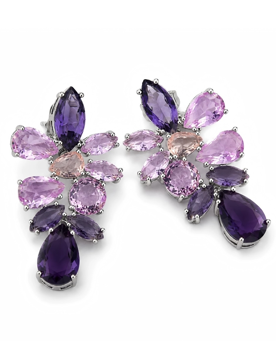 Broqueles de (si aplica) No aplica Borealis de Aleación metálica Sin kilataje con acabado Baño de rodio Swarovski 2