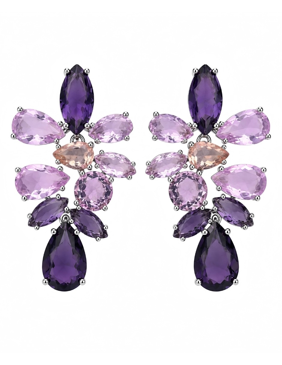 Broqueles de (si aplica) No aplica Borealis de Aleación metálica Sin kilataje con acabado Baño de rodio Swarovski 4