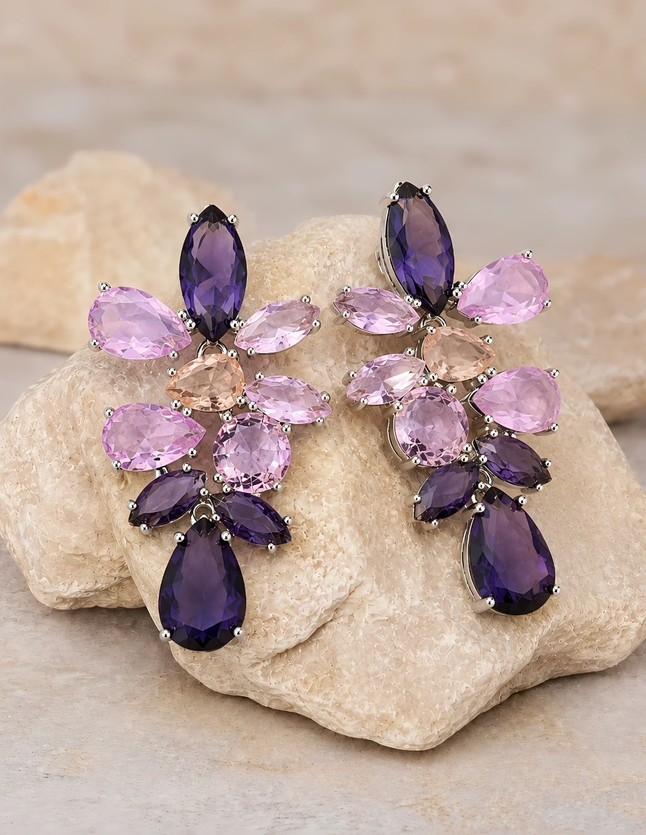 Broqueles de (si aplica) No aplica Borealis de Aleación metálica Sin kilataje con acabado Baño de rodio Swarovski 5