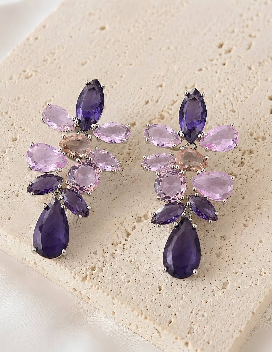 Broqueles de (si aplica) No aplica Borealis de Aleación metálica Sin kilataje con acabado Baño de rodio Swarovski 6